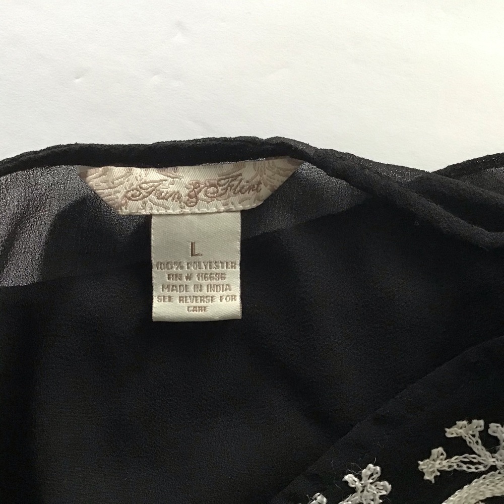 Fun & Flirt sheer black/white embellished top/cover up - Picture 4 of 5